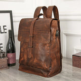 Genuine Leather cow leather Laptop Backpack External USB Charge