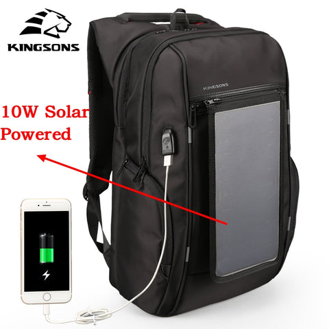 Men Backpack 10W Solar Powered Backpack Usb Charging Anti-Theft 1