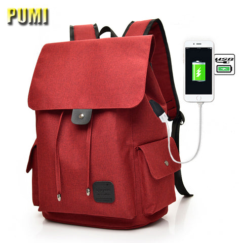 Men Women USB Charge Fashion Large Canvas Backpack