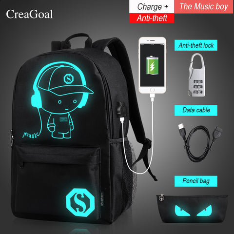 Student Luminous Animation School Bags For Boy Girl Teenager