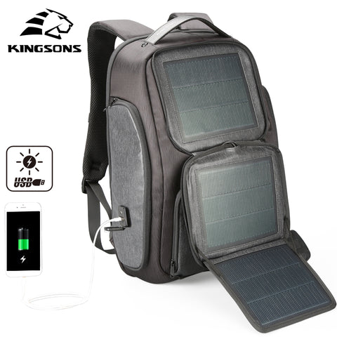 Solar Backpack Fast USB Charging Knapsack 15.6 inches Laptop