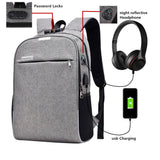 USB Charging Password Locks Anti Theft Backpack With Headphone Plug