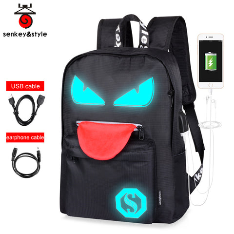 Waterproof Oxford School Backpacks Boy USB Anti-theft Charge Bag Teenager Headphone cable Bags C22